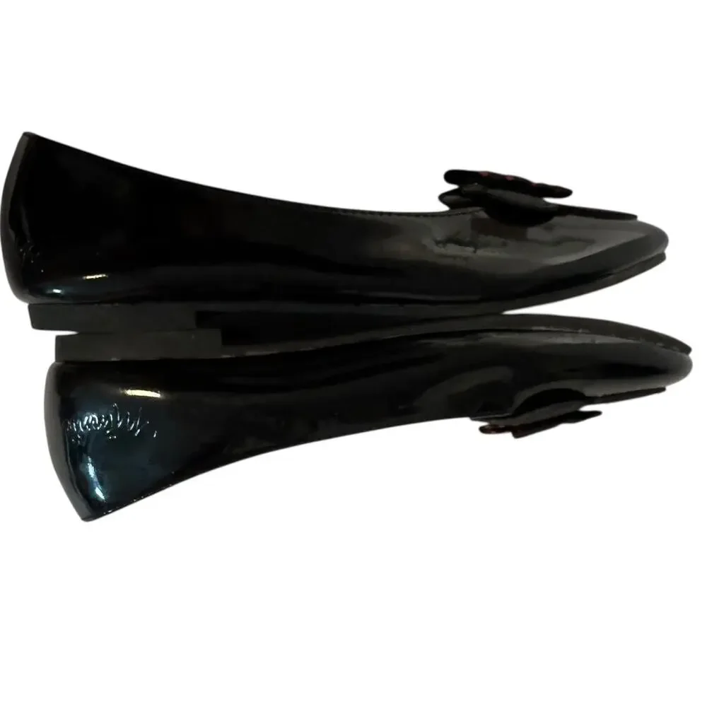 Disney Minnie Mouse Girls Slip-On Shoes Size 13 Black Bow Ballet Flats